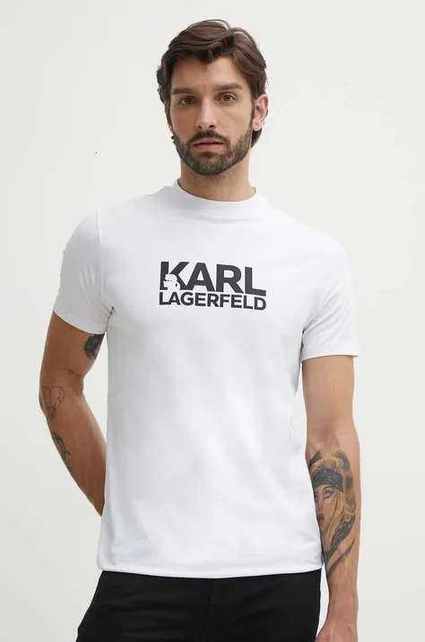 Футболка Karl Lagerfeld чоловіча колір білий з принтом 543235.755087