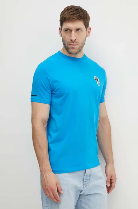 Karl Lagerfeld t-shirt męski kolor niebieski z nadrukiem 543221.755400