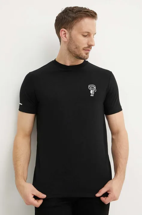 Majica kratkih rukava Karl Lagerfeld za muškarce, boja: crna, s tiskom, 543221.755400