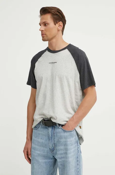 Bavlnené tričko G-Star Raw pánske, šedá farba, melanžové, D24630-336