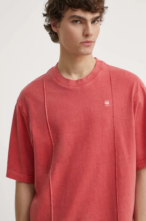 Bavlnené tričko G-Star Raw pánske, ružová farba, jednofarebné, D24631-C756