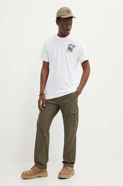 G-Star Raw t-shirt bawełniany męski kolor biały z nadrukiem D24687-C372