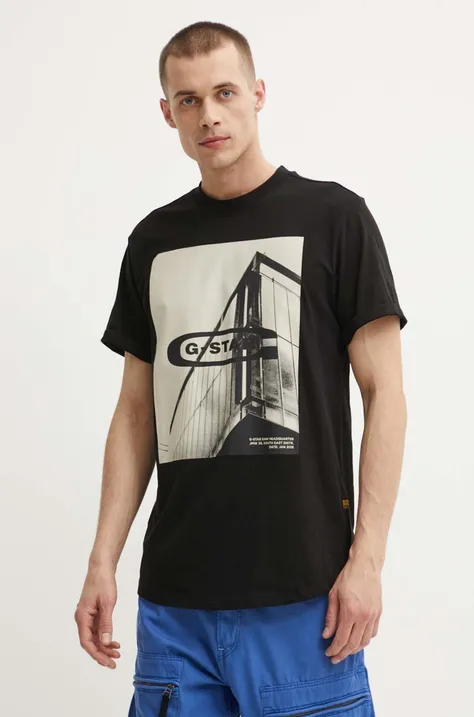 Bavlněné tričko G-Star Raw černá barva, s potiskem, D24683-C372