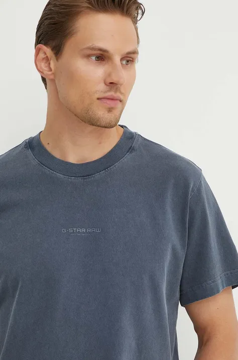 G-Star Raw t-shirt bawełniany męski kolor granatowy gładki D25737-C756