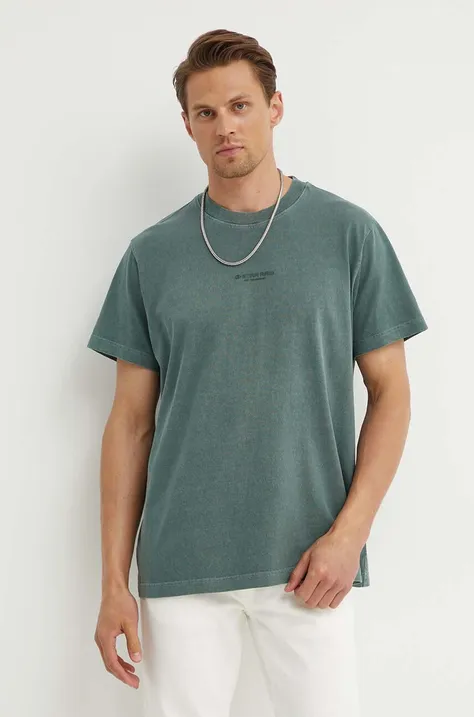 Bombažna kratka majica G-Star Raw moška, zelena barva, D25737-C756