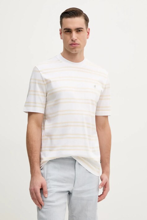 BOSS tricou din bumbac barbati, culoarea bej, neted, 50520298