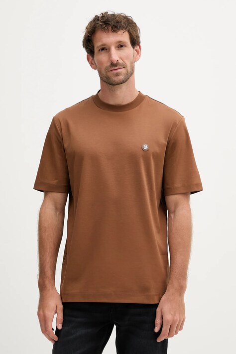 BOSS t-shirt bawełniany męski kolor brązowy gładki 50520298