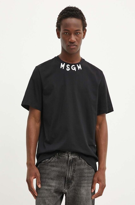 Бавовняна футболка MSGM чоловіча колір чорний з принтом 3740MM102.247798