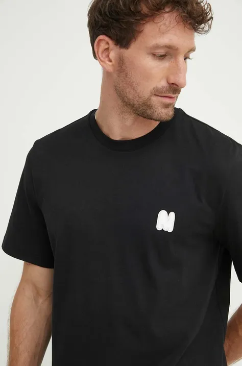 MSGM t-shirt bawełniany męski kolor czarny z aplikacją 3740MM111.247798