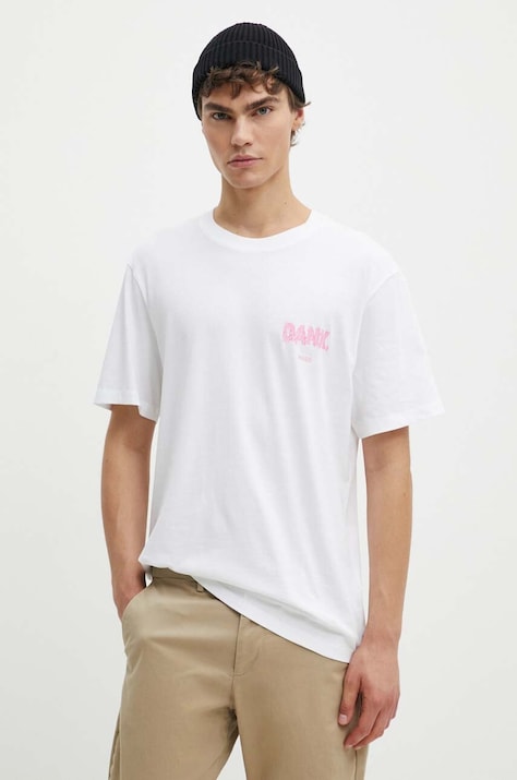 HUGO tricou din bumbac barbati, culoarea alb, cu imprimeu, 50517645