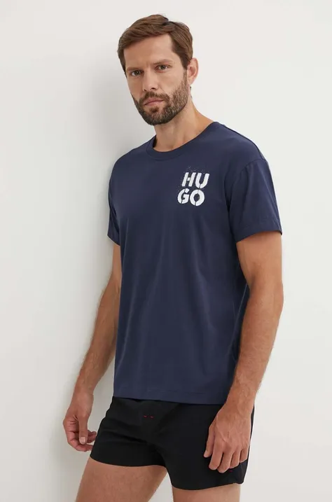 Домашна тениска HUGO в тъмносиньо с принт 50520463