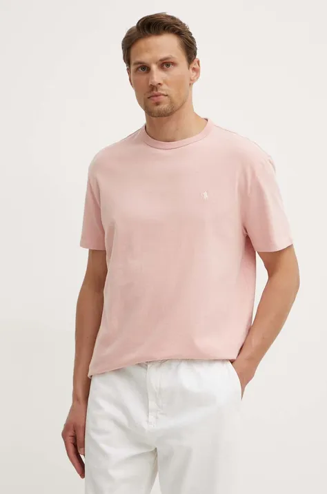Хлопковая футболка Polo Ralph Lauren мужская цвет розовый однотонная 710916698