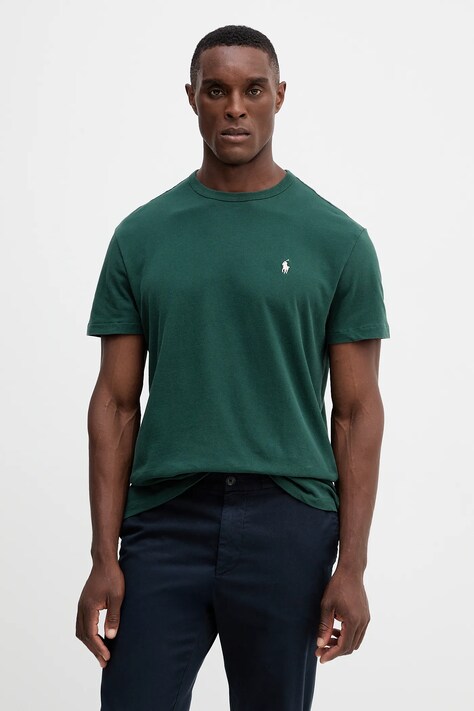 Бавовняна футболка Polo Ralph Lauren колір зелений однотонна 710916698