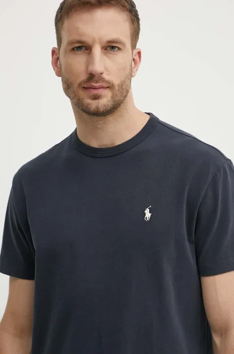 Βαμβακερό μπλουζάκι Polo Ralph Lauren ανδρικό, χρώμα: μαύρο, 710916698