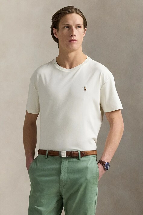Polo Ralph Lauren T-shirt męski bawełniany beżowy 710740727