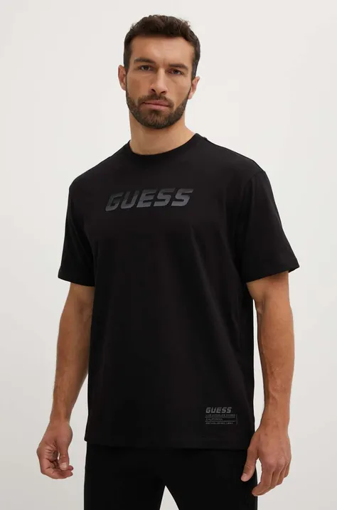 Хлопковая футболка Guess HOZIER мужская цвет чёрный с принтом Z4YI07 I3Z14