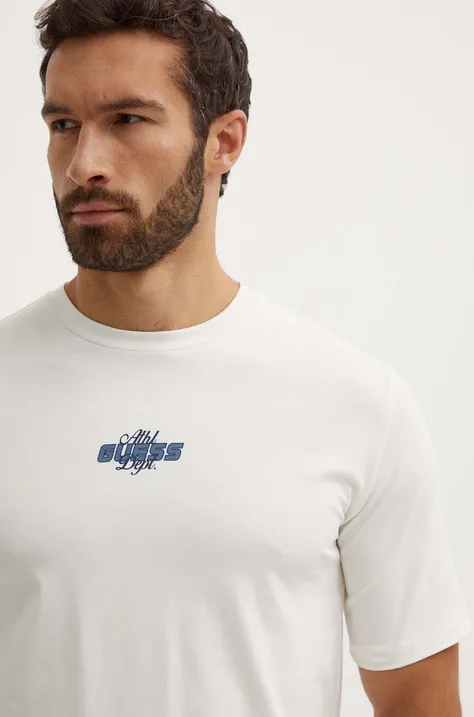 Guess t-shirt GLEAN męski kolor beżowy z nadrukiem Z4YI08.J1314