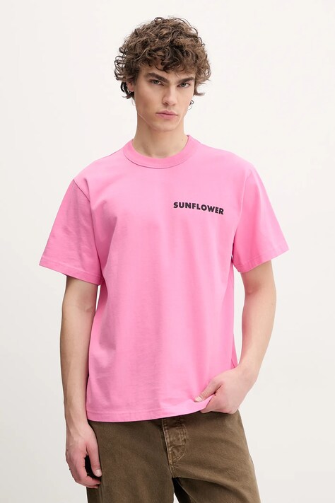 Sunflower tricou din bumbac barbati, culoarea roz, cu imprimeu, 2013