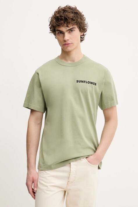 Sunflower tricou din bumbac barbati, culoarea verde, cu imprimeu, 2013