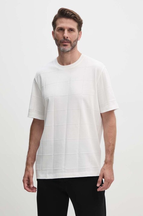 Armani Exchange tricou din bumbac barbati, culoarea alb, neted, 6DZTLK ZJ2ZZ