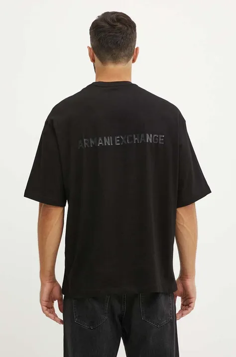 Βαμβακερό μπλουζάκι Armani Exchange ανδρικό, χρώμα: μαύρο, 6DZTLS ZJLFZ