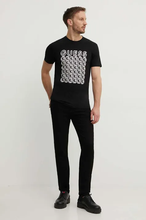 Tričko Guess pánske, čierna farba, s potlačou, M4YI29 J1314