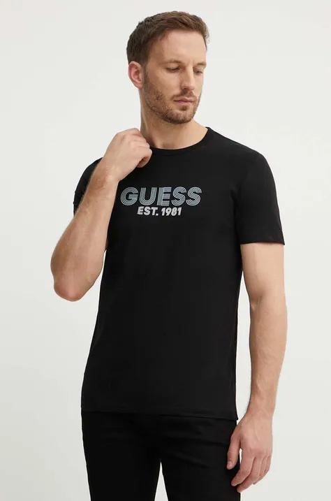 Majica kratkih rukava Guess za muškarce, boja: crna, s tiskom, M4YI30 J1314