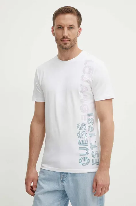Tričko Guess pánske, biela farba, s potlačou, M4YI34 J1314