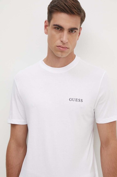 Хлопковая футболка Guess 3 шт мужская цвет белый с принтом U4YG52 KCAM1