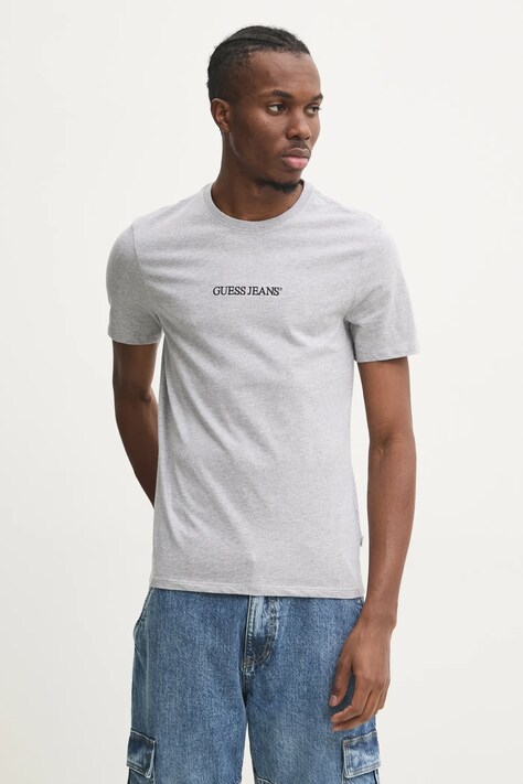 Βαμβακερό μπλουζάκι Guess Jeans ανδρικό, χρώμα: γκρι, M4YI52 K8HM0