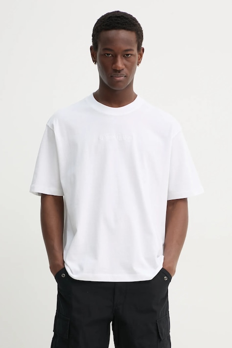 Guess Jeans t-shirt bawełniany męski kolor biały gładki M4YI44 K8FQ4