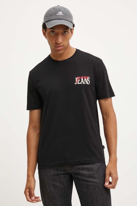 Βαμβακερό μπλουζάκι Guess Jeans ανδρικό, χρώμα: μαύρο, M4YI48 K8FQ4