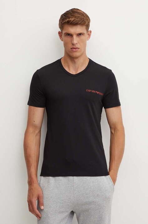 Emporio Armani Underwear tricou lounge 2-pack culoarea negru, cu imprimeu, 111849 4F717