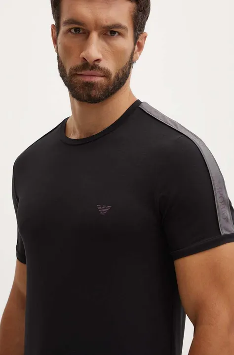 Emporio Armani Underwear póló otthoni viseletre fekete, nyomott mintás, 111890 4F717