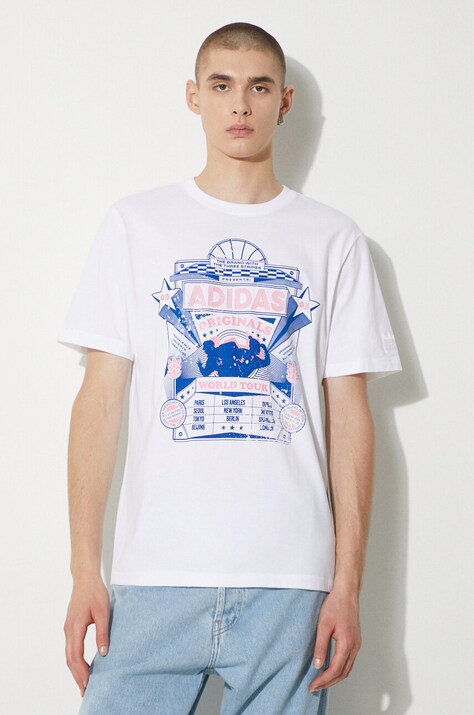 Памучна тениска adidas Originals Street 4 в бяло с принт IX6753