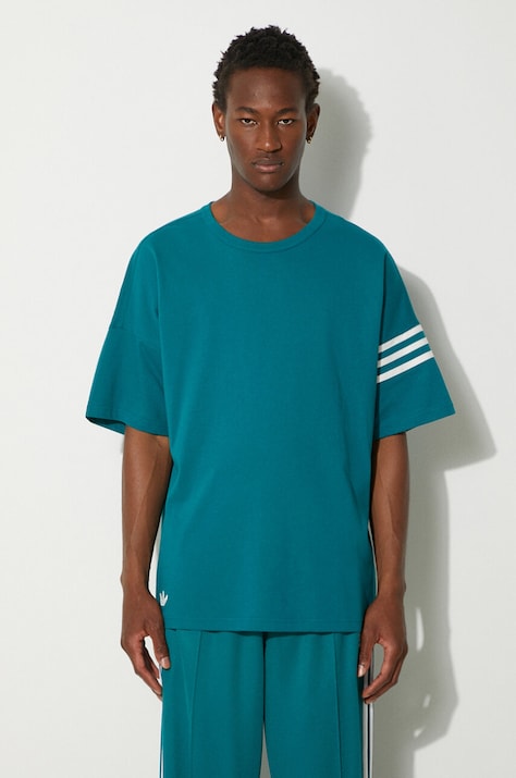 Бавовняна футболка adidas Originals Neuclassics Tee чоловіча колір бірюзовий з аплікацією JF9138