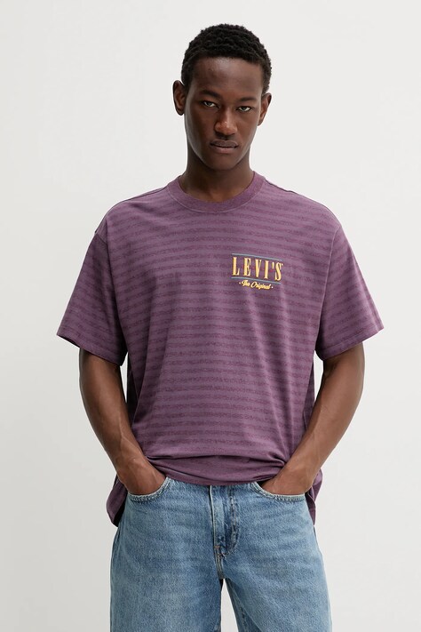 Levi's tricou din bumbac culoarea violet, cu imprimeu, 87373
