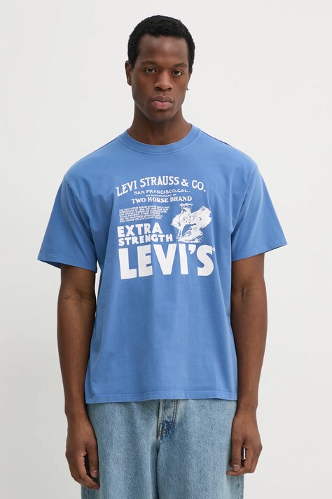 Levi's tricou din bumbac barbati, culoarea violet, cu imprimeu, 87373