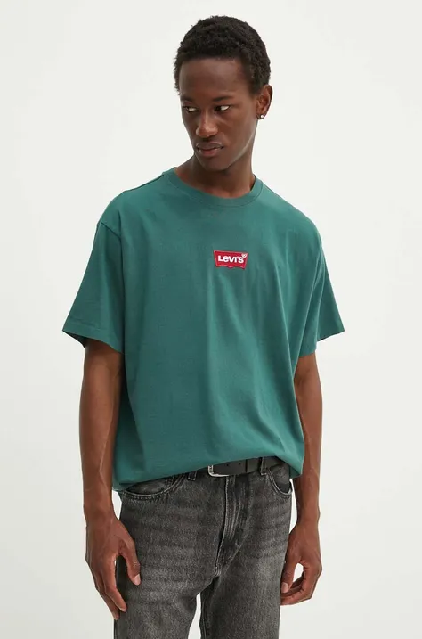 Levi's t-shirt bawełniany męski kolor zielony z nadrukiem 87373