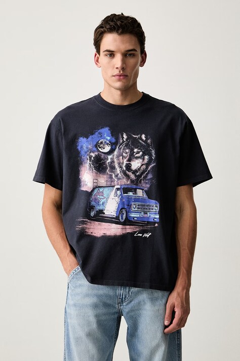 Levi's T-shirt męski bawełniany VINTAGE FIT GRAPHIC niebieski 87373