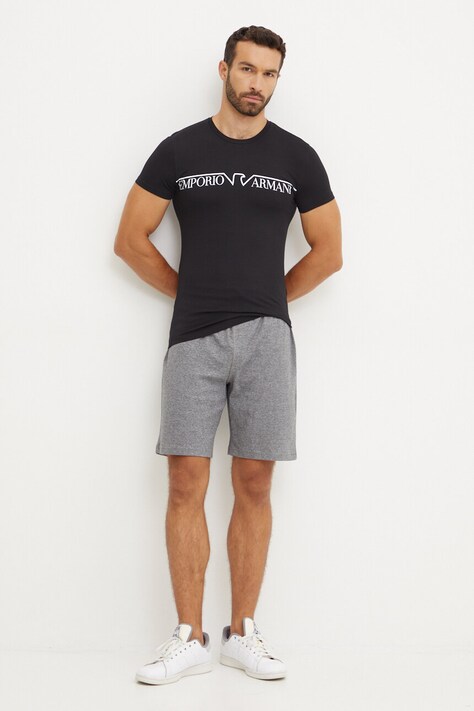 Футболка лаунж Emporio Armani Underwear колір чорний з принтом 111035 4F516