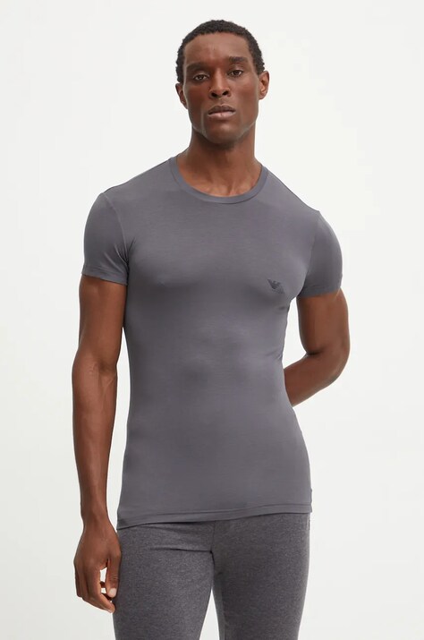 Emporio Armani Underwear tricou lounge 2-pack culoarea negru, cu imprimeu, 111670 4F733