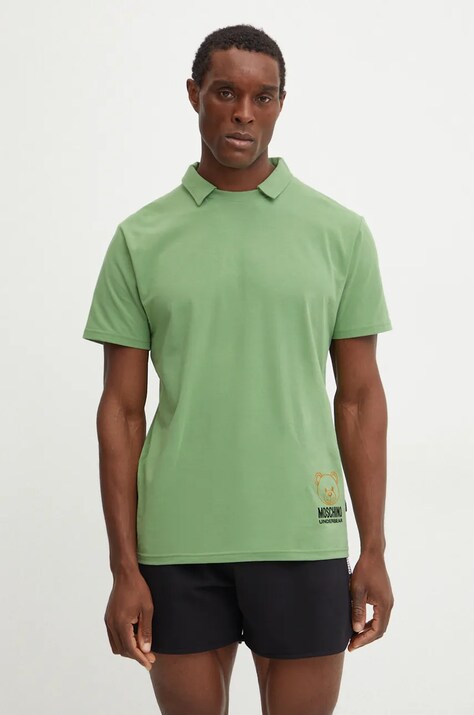 Moschino Underwear tricou barbati, culoarea verde, cu imprimeu, 07024406