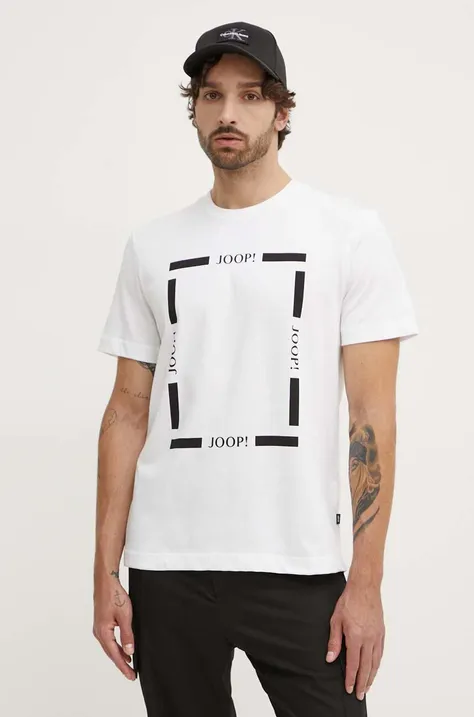 Бавовняна футболка Joop! чоловіча колір білий з принтом 30042368