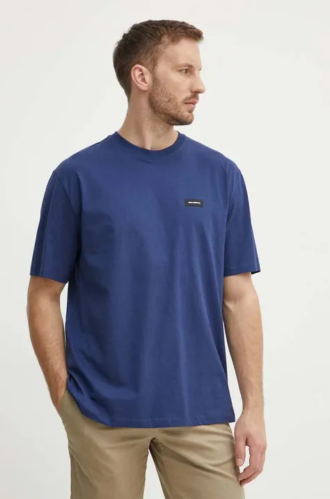 Karl Lagerfeld t-shirt bawełniany męski kolor niebieski gładki 245M2110