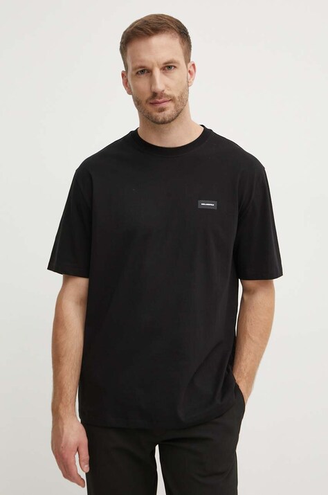 Karl Lagerfeld tricou din bumbac barbati, culoarea negru, neted, 245M2110