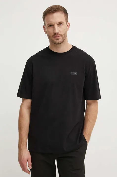 Pamučna majica Karl Lagerfeld za muškarce, boja: crna, bez uzorka, 245M2110