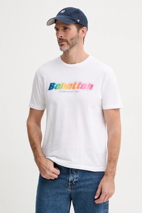 Памучна тениска United Colors of Benetton в лилаво с принт 3I1XU1096