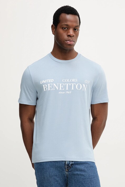 Bombažna kratka majica United Colors of Benetton moška, vijolična barva, 3I1XU1096
