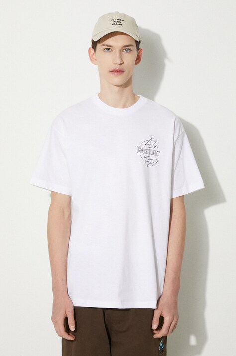 Carhartt WIP tricou din bumbac Ablaze barbati, culoarea alb, cu imprimeu, I033639.00AXX